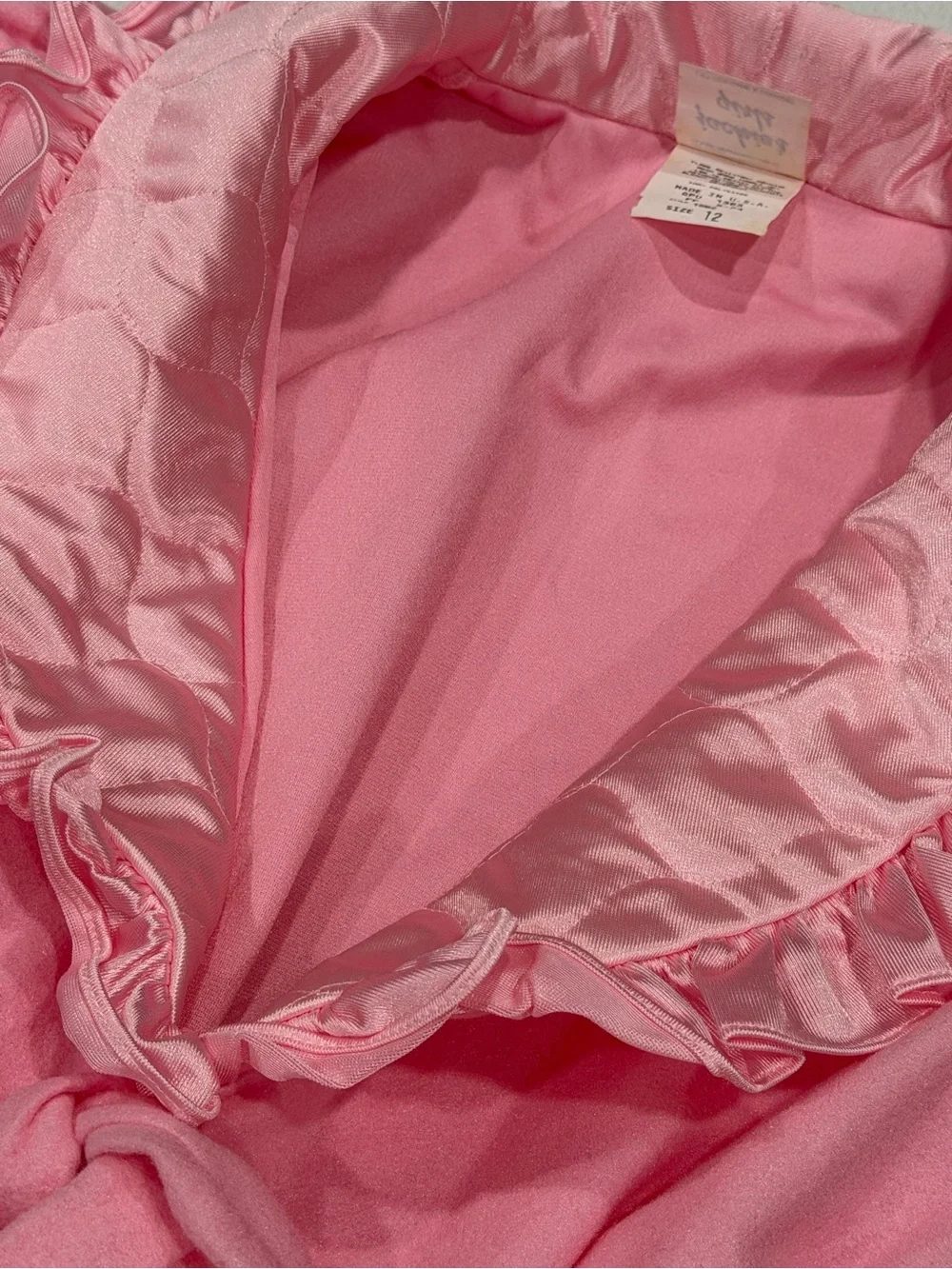 1990s Vintage Jackie's Girls Fleece Robe Satin Girls Sz 12 USA 90s Deadstock